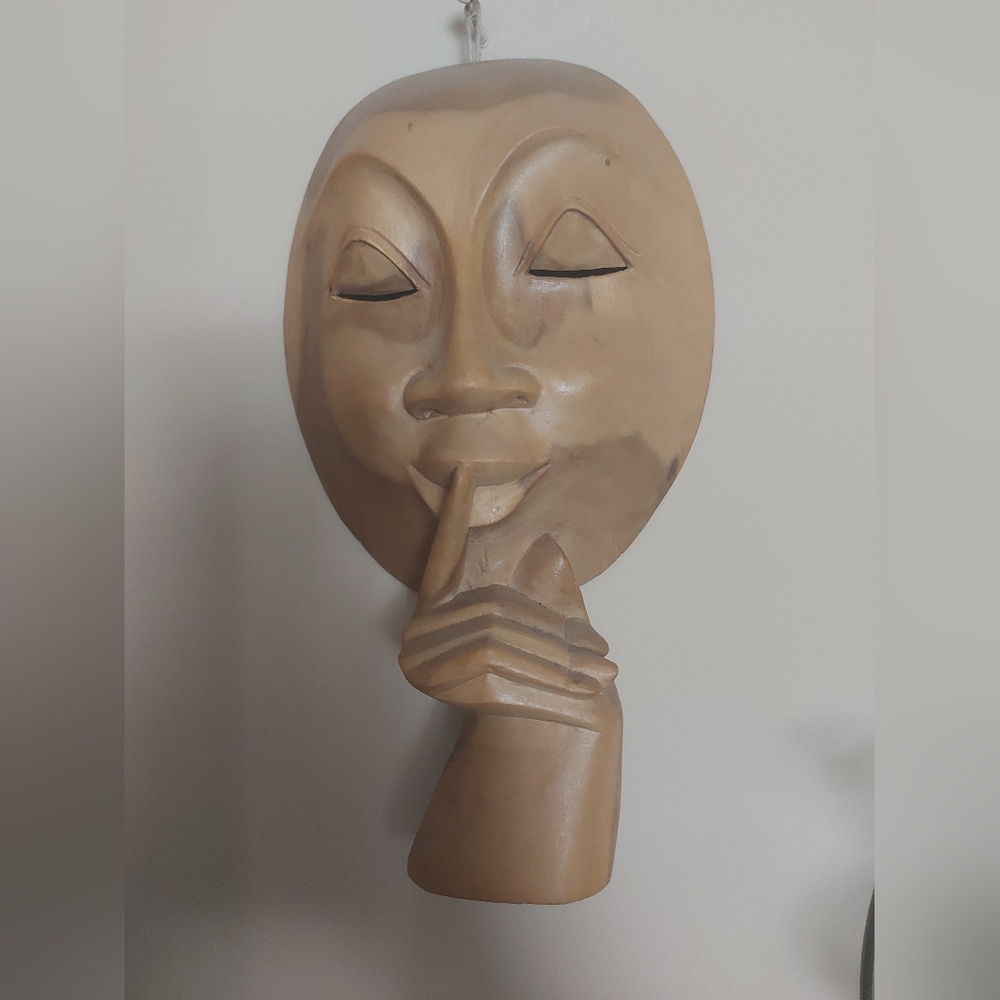 🎭Hand-Carved Wooden Mask ||Whisper Design||🎭